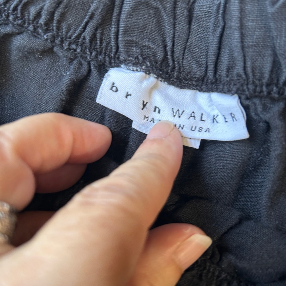 Bryn Walker Linen Barrel Leg Cargo Pants 1X Black Elastic Waist Lagenlook - Picture 8 of 8